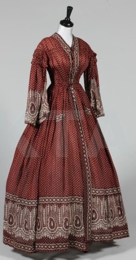Vestido estilo 'wrapper' de 1850.
